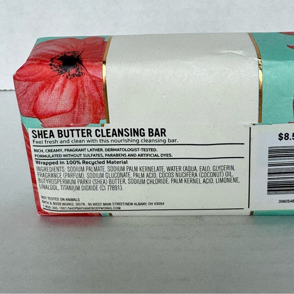 New Bath & Body Works Poppy Shea Butter Cleansing Bar 5oz Soap Discontinued Pear - Picture 3 of 5